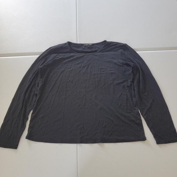 Eileen Fisher Shirt Womens Medium Black 100% Silk Long Sleeve Crewneck Pullover - Picture 1 of 7